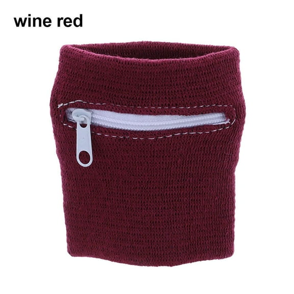Outdoor Sport Wrist Protection Running Travel Sports Bag Wrist Purse Bag With Zipper Sports Wristband WINE RED