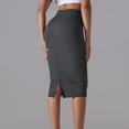 thumbnail image 4 of Homenesgenics Skirt for Women Denim Women's High-Waisted Skirt Casual Sports High-Elastic Skin-Friendly Mid-Length Slit Yoga Dress Gray M, 4 of 8