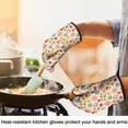 thumbnail image 4 of Pioneer Flower Floral Print Pattern Oven Mitt 2-Pack Set, Heat Resistant Kitchen Gloves, 7.7" X 12", 4 of 6