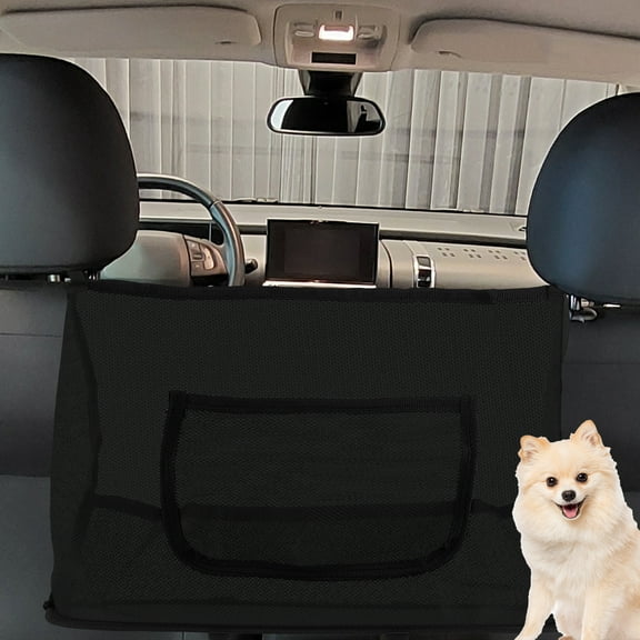 Unique Bargains Dog Car Net Barrier with Stretchable Storage Bag Keep Pet Dogs in the Back Seats for Cars SUVs Black