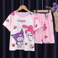 thumbnail image 4 of Anime Sanrio Cinnamoroll Kuromi Hello Kitty conjunto de ropa de verano para niños ropa de casa informal de dibujos animados para niños ropa holgada y cómoda, 4 of 5