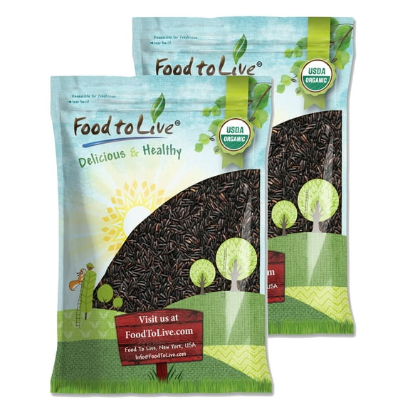 Organic Black Rice, 20 Pounds — Whole Grain Non-GMO Rice, Kosher, Vegan