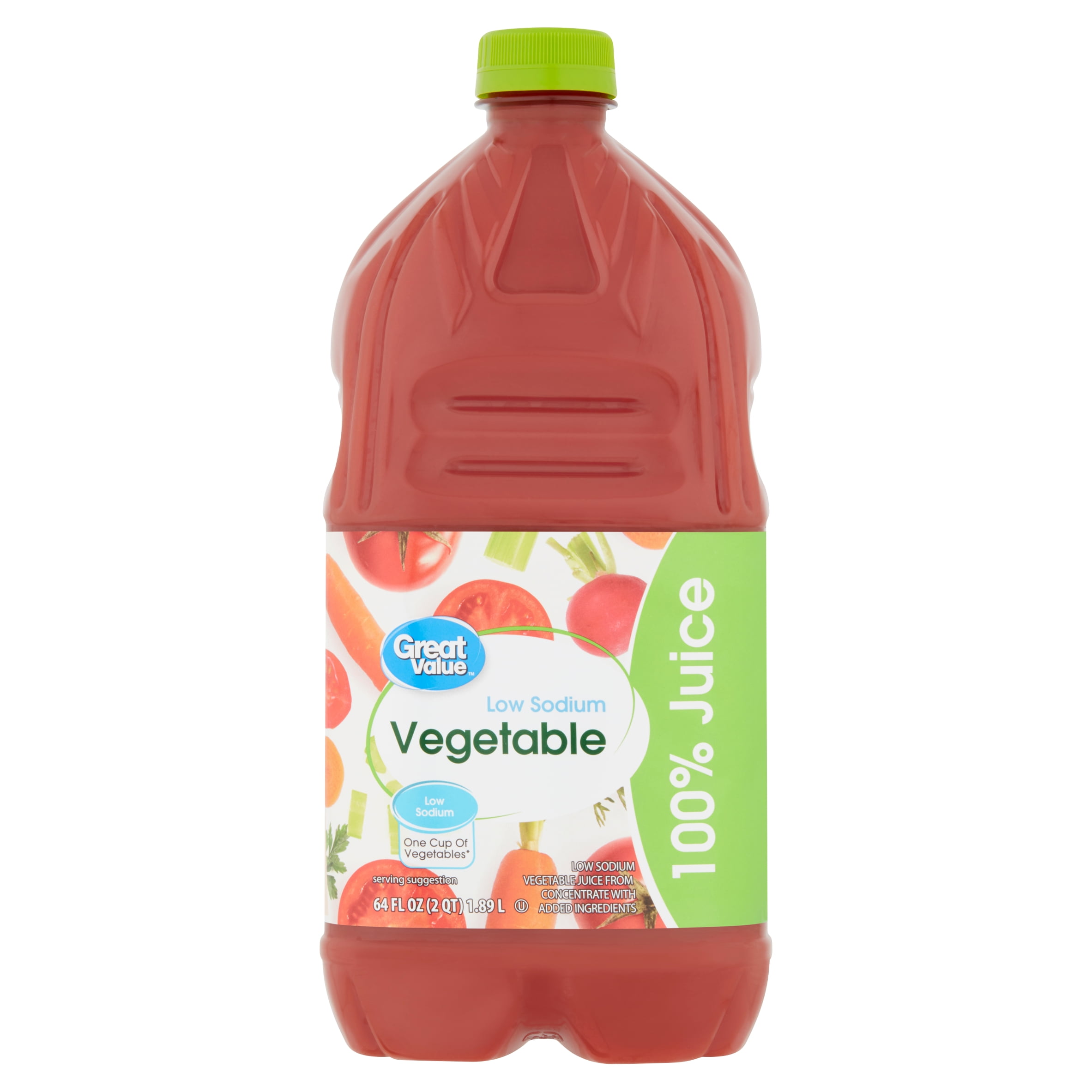 Great Value Low Sodium Vegetable 100 Juice, 64 fl oz