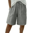 thumbnail image 2 of Aueoeo Women's Lightweight Shorts Casual Summer Beach Shorts Loose Fits Elastic Waist Drawstring Shorts With Big Pockets, 2 of 9