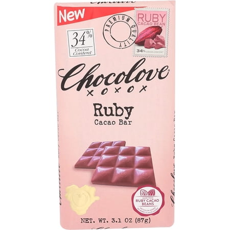 Chocolove Xoxox - Bar Ruby Cacao Bean - Case Of 12 - 3.1 Oz Pack Of 12