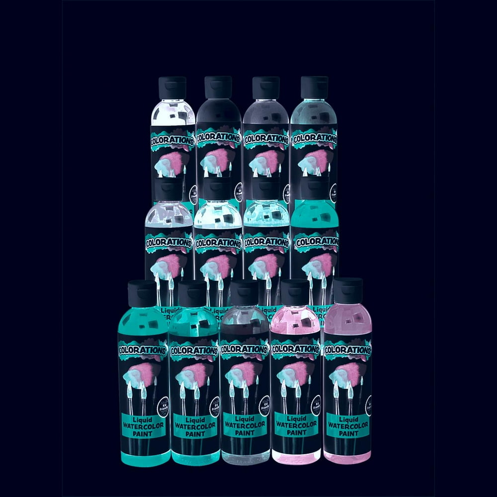 Colorations Liquid Watercolor paints, set of 13, 8oz bottles, NonToxic