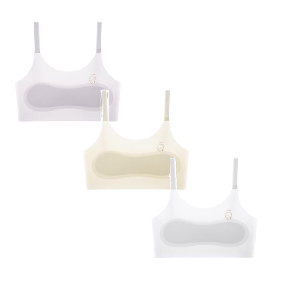 XEGLSBU 3 Pack Girls Sports Bras for Tween to Teen Girls Comfort Soft Solid Color Training Bras Size12-15 Years