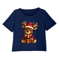 thumbnail image 6 of BLTIBY Women's Pajamas Set 3 PCS Cute Christmas Short Sleeves Loose Comfy Crop Tops Pj's Pants Outfits and Shorts Loungewear Navy M, 6 of 9
