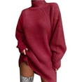 thumbnail image 1 of Long Pull pour Femmes Décontracté Oversize Robe Pull Femme Couleur Unie Col Roulé Automne Pull Tricoté Femme Long Pull Épais Vente Manches Longues Sweat Élégant Pull Manches Longues Chemise (m), 1 of 5