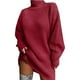 thumbnail image 1 of Suéter largo para mujer, suéter informal de gran tamaño, vestido de mujer, suéter de punto de cuello alto de color sólido para otoño, suéter largo grueso para mujer, sudadera elegante de, 1 of 5