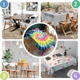 thumbnail image 4 of Rainbow Tie Dye Mandala Pattern Rectangle Tablecloth 60"x84",Waterproof Polyester Rectangle Table Cloth, Wipeable Spillproof Polyester Tablecloth for Dining, Camping, Indoor and Outdoor, 4 of 5