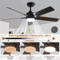thumbnail image 3 of Ventilador de techo de 52" con luces, Abanicos de Techo Modernos con Mando a Distancia, 6 Velocidades, Temperatura de 3 colores, 5 Varillas, Ventilador de Techo DC para Sala de estar(Negro), 3 of 9