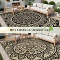 thumbnail image 6 of Outdoor Rugs 8'x10', Yamaziot Patio Rug Reversible Plastic Waterproof RV Mats, Foldable Outdoor Area Rug for Patios, Camping, Porch, Balcony, Beach, Deck, Black, 6 of 8