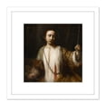 thumbnail image 1 of Rembrandt Lucretia Painting 8X8 Inch Square Wooden Framed Wall Art Print Picture with Mount, 1 of 4