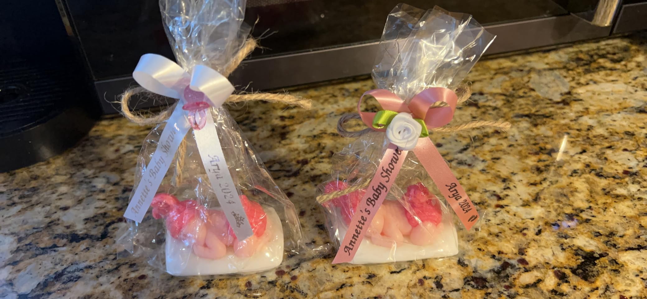 Personalized Ribbons Baby Bridal Shower Wedding Favors Custom Made Green 25 Satin Bowws