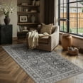 thumbnail image 2 of BERTHMEER 4'x6' Washable Area Rugs for Bedroom Office Entryway rugs indoor Traditional Oriental Rugs Non-slip, Black, 2 of 5
