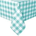 thumbnail image 1 of Checkered Square Tablecloth - Stain Resistant, Waterproof and Wrinkle Resistant Washable Table Cloth for Dining Room and Outdoor Use, 60 x 60 Inch, Aqua and White Gingham Pattern, 1 of 6