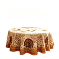 thumbnail image 2 of Thanksgiving Round Tablecloth, Fall Turkey Pumpkin Leaf Print Stain Resistant Polyester Table Cover for Dining Party,A, 2 of 5