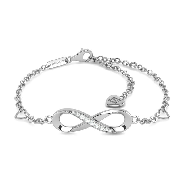 SERASAR 925 Sterling Silver Bracelet "Infinity" with 18k Gold Plating, Silver, Including Gift box