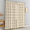 thumbnail image 6 of Beige Buffalo Plaid Check Blackout Soundproof Curtains, Tan Gingham Rustic Style Rod Pocket Window Treatment, Noise Reduction Washable Kids Extra Long Drapes for Bedroom Living Room-W42xL63in, 6 of 6