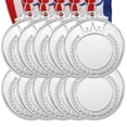 thumbnail image 1 of Unique Bargains Blank Award Medals, 10 Pack Silver Award Medals with Ribbon, Design Your Medals Kit, 1 of 7