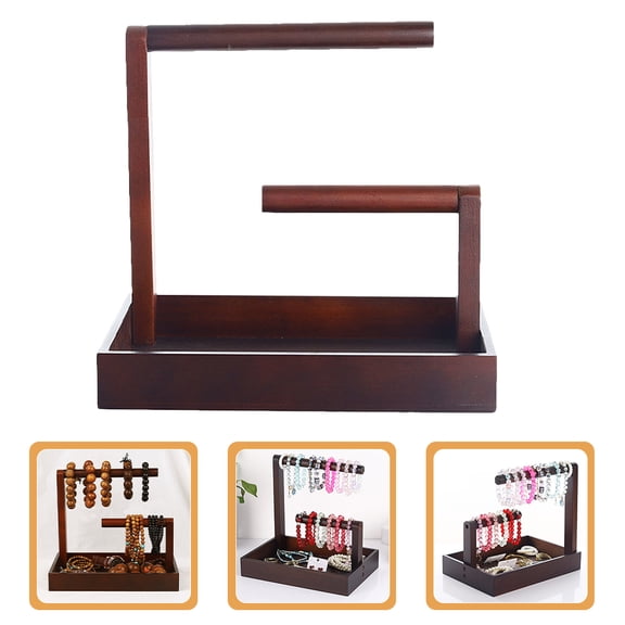 ibasenice Brown Jewelry and Bracelet Holder Stand for Home Use, Multi-Functional Organizer with Keychain Storage and Display Rack
