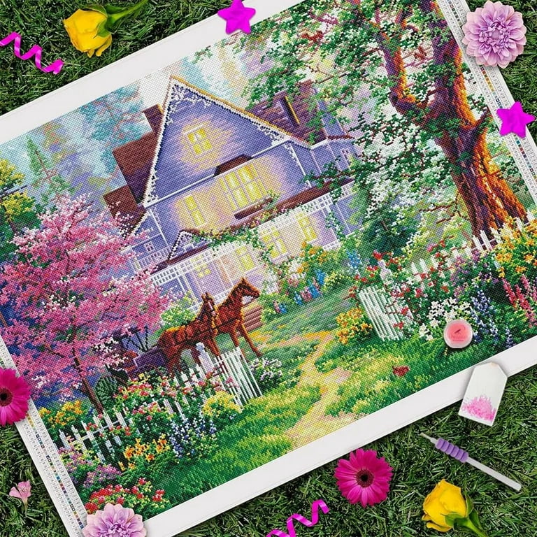 Puzzle Diamond Painting Cottage in the garden 30x40cm, 1 - 39