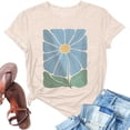 thumbnail image 3 of Graphic Tees for Women's T Shirt for Everyday Wear with Floral Print Short Sleeve by Cute Fashion and Modern Style Beige L, 3 of 4
