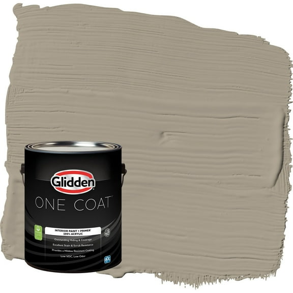 Glidden One Coat Stonehenge Greige / Gray Semi-Gloss Interior Paint with Primer, 1 Gallon