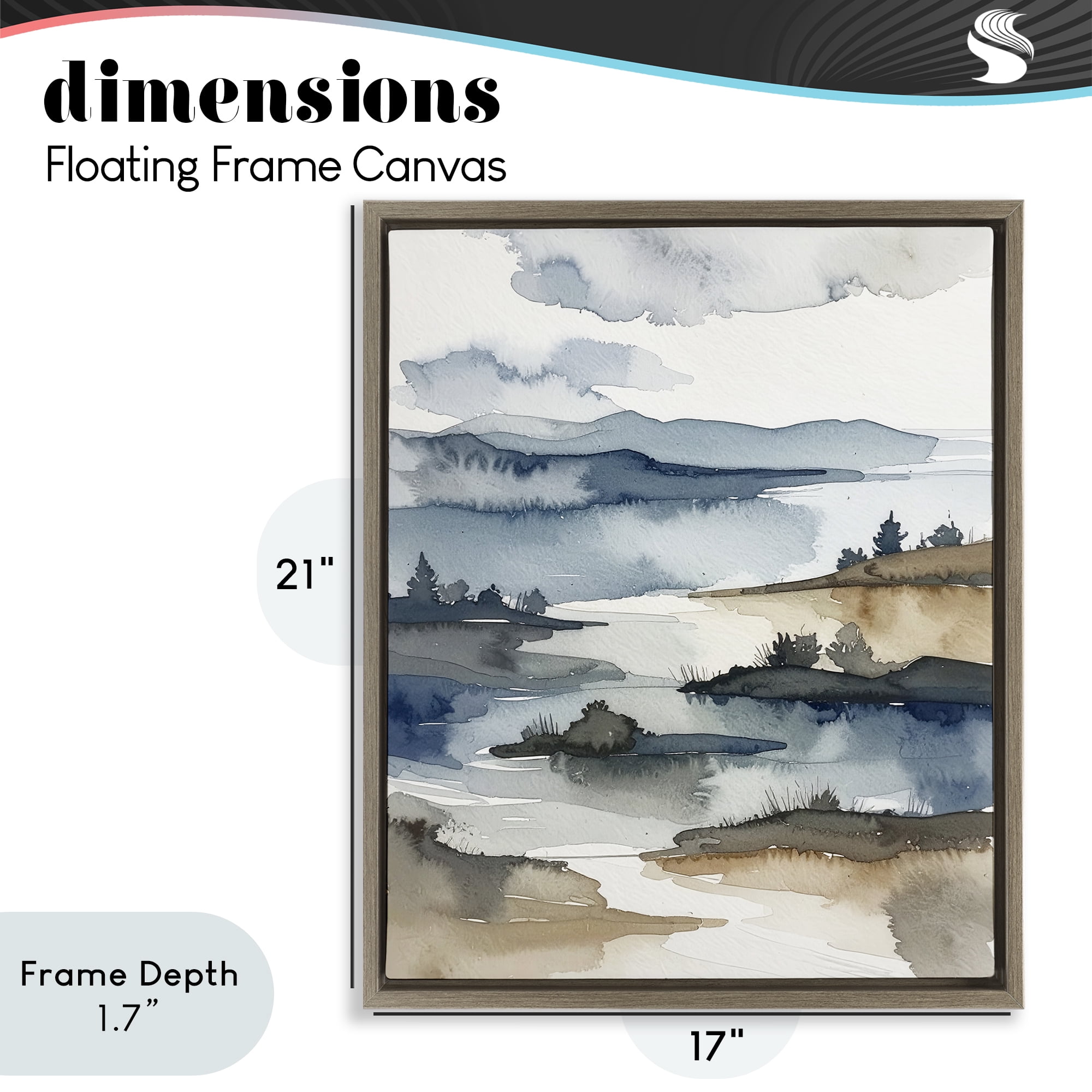 Stupell Industries The Flow Of Water Brown Framed Floater Canvas Wall Art, design by Alonza Saunders