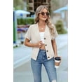thumbnail image 4 of Womens Summer Tops 2025 Waffle Knit Button Down Shirts Casual V Neck Short Sleeve Shacket Jacket Dressy Blouses M, 4 of 9