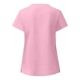 thumbnail image 3 of Xfvqtps V-Neck Scrubs Tops for Women Soft Stretch Wrinkle-Resist Medical Nursing Uniform with 2 Pockets Comfortable Lightweight Working Uniform Short Sleeve Solid Color Blouse Pink, 3 of 4