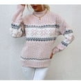 thumbnail image 5 of Christmas Knit Sweater Women's Turtleneck Snowflake Pullover for Fall and Winter, Festive and Warm, Ideal as Christmas Sweaters for Women and Christmas Gifts,Pink,Size L, 5 of 5
