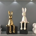 thumbnail image 7 of LAMIRO Easter Bunny Decor - Gold & Ceramic Shelf Sitter Figurine for Desktops, Cabinets, Bookshelves, 7 of 7