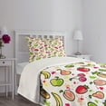 thumbnail image 5 of Ambesonne Fruits Quilted Bedspread Set 2 Pcs, Watercolor Pear, Twin Size, Peach Lime Green Red, 5 of 6