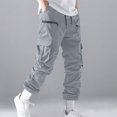 thumbnail image 2 of ZQUUVOU Men's Casual Cargo Joggers Sweatpants Workout Athletic Pants With Pockets Drawstring Gym Running Pants Gray, 2 of 5