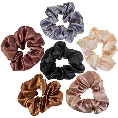 VAGA Cute Scrunchies For Hair 6 Colors Set, Our Hair Scrunchies Hair Elastics Ponytail Holder Pack of scrubchies are Softer Then Hair Ties, A Satin Scrunchie sruchies, Do not Pull Or Snag Th