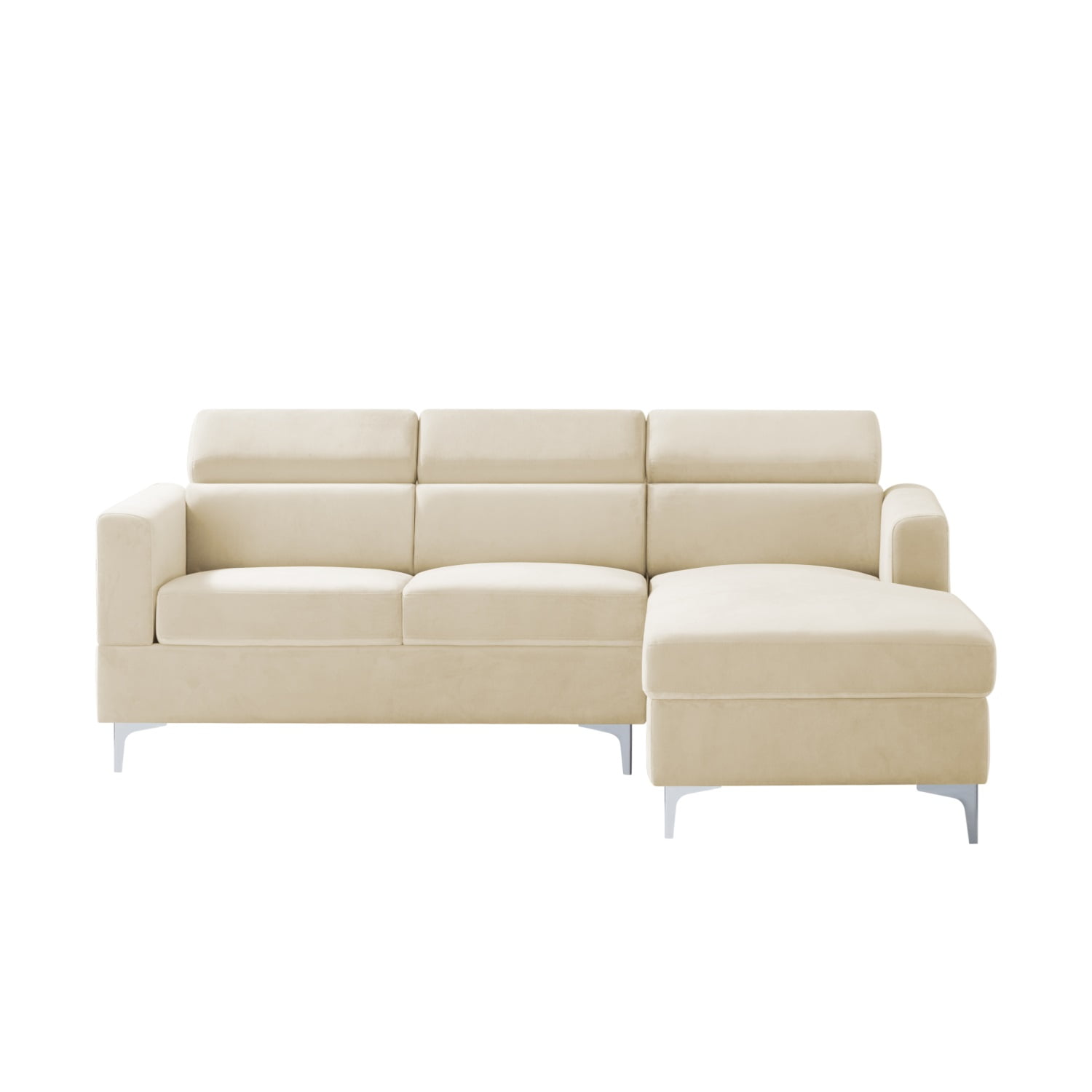 Kadyn 83.4" Sectional Sofa Couch, velvet Sectional Sofa Futon for Living Room, Modern Sectional Sofa, Beige