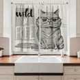 thumbnail image 2 of Ambesonne Modern Kitchen Curtains, Hipster Cat Humorous, 55"x39", Pale Grey Dust, 2 of 3