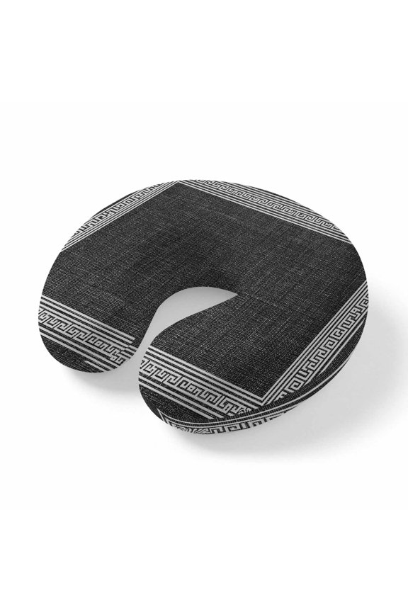 Neck Pillow Ergonomic Memory Foam U Shaped Pillows,Greece Key Design Black White Soft Portable Neck Head Support Cushion Pillow for Travel Airplane Car Office Use,Vintage Burlap Linen