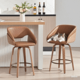 thumbnail image 6 of Guyou 26 Inch Swivel Bar Stools Set of 4 Counter Height Round Pedestal Stools Low Back Design Soft Brown PU Upholstery for Kitchen Island Breakfast Bar Dining Room, 6 of 7