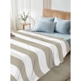 thumbnail image 4 of Beige Stripes California King Size Flat Sheet, Wrinkleproof & Fadeproof Cooling Flat Bed Sheet Only, Simple Beige White Texture Breathable Soft Bedding Top Sheets 108 x 98 Inches, 4 of 8