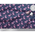 thumbnail image 3 of Soimoi Blue Japan Crepe Satin Fabric Flamingo Bird Print Fabric by Yard 42 Inch Wide, 3 of 3