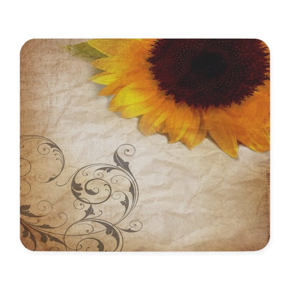 CafePress - Girly Swirls Floral Sunflower Mousepad - Non-slip Rubber Mousepad, Gaming Mouse Pad
