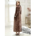 thumbnail image 3 of Women's Fleece Long Robe Warm Flannel Sherpa Trim Plush Bathrobe with Belt Pockets,XL & Coffee, 3 of 8