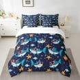 thumbnail image 2 of Shark Bed in a Bag Queen Comforter Set 7 Piece Cute Coastal Creature Bedding Sets,Nautical Sea Animal Sheet Set with Comforter Ocean Fish Bed Set,Yellow Starfish Hawaii Beach Decor, 2 of 5
