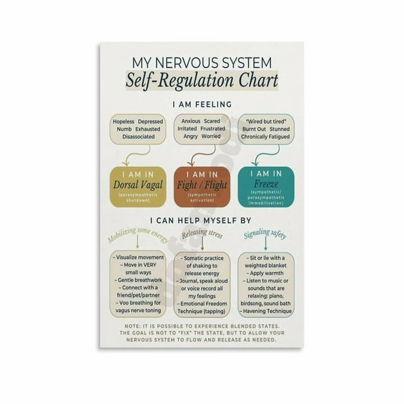 My Nervous System Self Regulation Chart Poster Canvas Painting Posters And Prints Wall Art for Living Room Bedroom Decor
