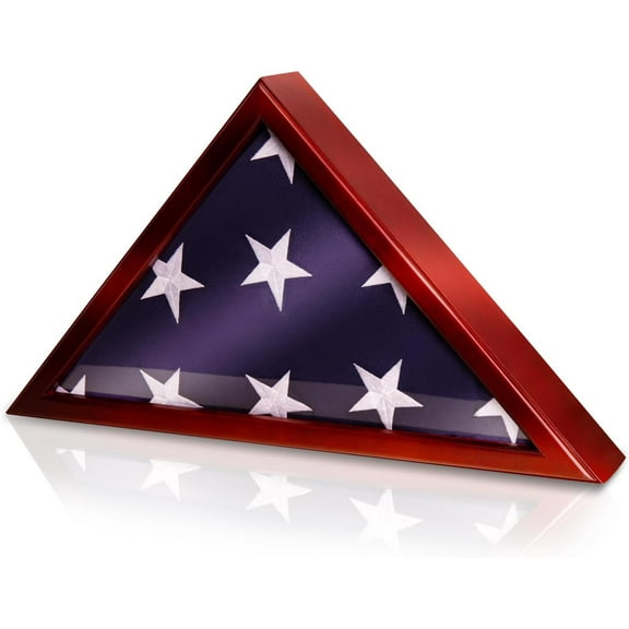 Flag Display Case for American Veteran Flag, Large 9.5x5 ft Memorial Flag Box -Military Flag Holder, Solid Wood w/Acrylic Front,Wall Mount or Standing Display Box