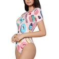 thumbnail image 2 of Gaeub Cupcakes And Donuts Women'S Short Sleeve One Piece Swimsuit Sexy High-Waisted Bodysuit For Swimming, Beach, Sports - Medium, 2 of 9