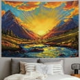 thumbnail image 2 of PRATYUS  Sun Mountain Tapestry Trippy Forest Tree Tapestry Vintage Aesthetic Plant Tapestry Magic River Wall Tapestry Wall Hanging for Bedroom Painting, 2 of 6